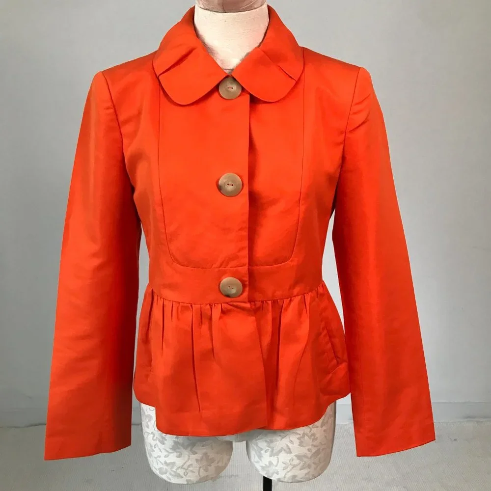 Magaschoni S Silk Cotton 365 Jacket Blazer Orange - Picture 7 of 13